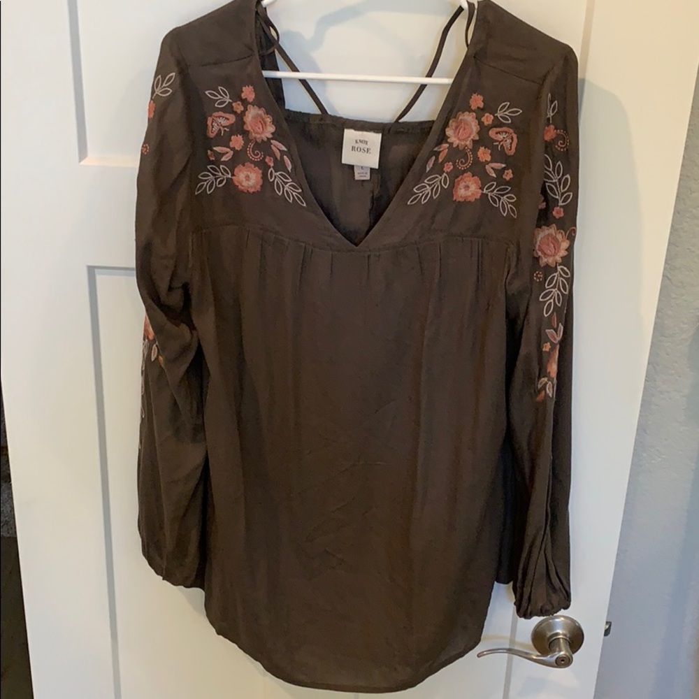 Knox Rose Khaki Green and Floral Top